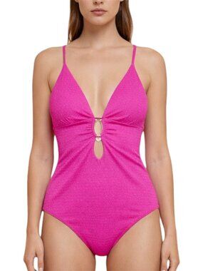 Becca by Rebecca Virtue Evelynn Luminous Plunge One Piece Pink Magenta Size S